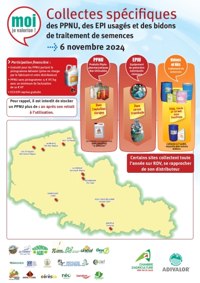 Collectes spécifiques des PPNU, des EPI usagés et des bidons de traitement de semences le 6 novembre 2024