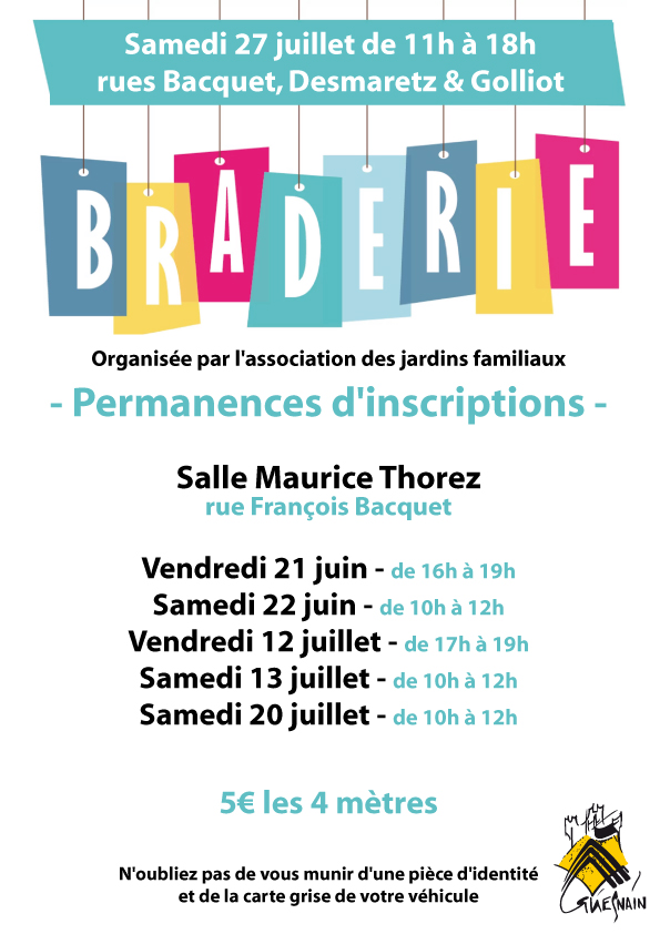 Braderie le samedi 27 juillet de 11h à 18h