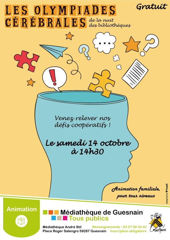 Les olympiades cérébrales le samedi 14 octobre à 14h30 à la Médiathèque de Guesnain
