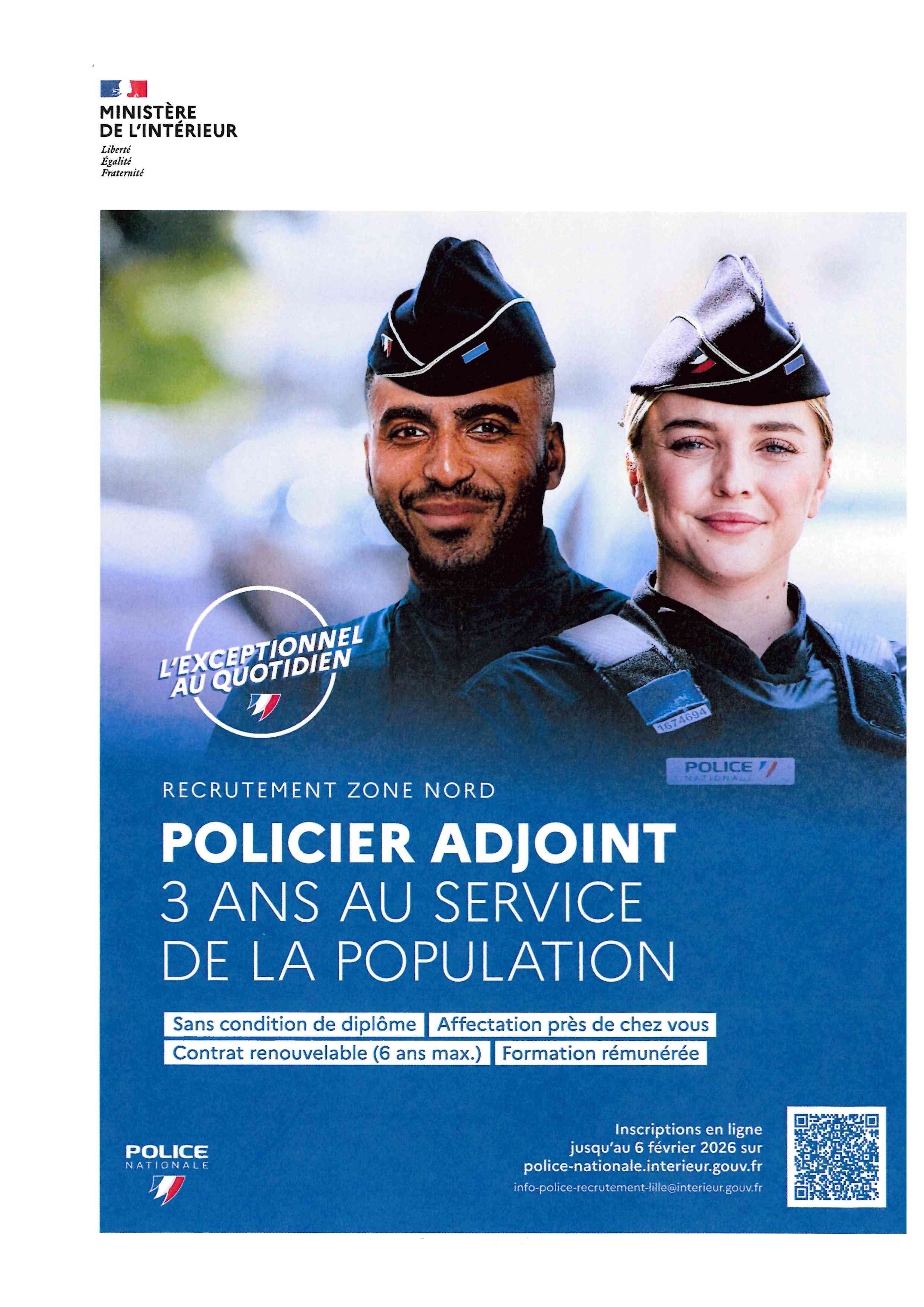Recrutement Policiers adjoints